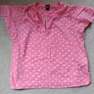 GAP Ruffle Sleeve Top, Pink, Size Small
